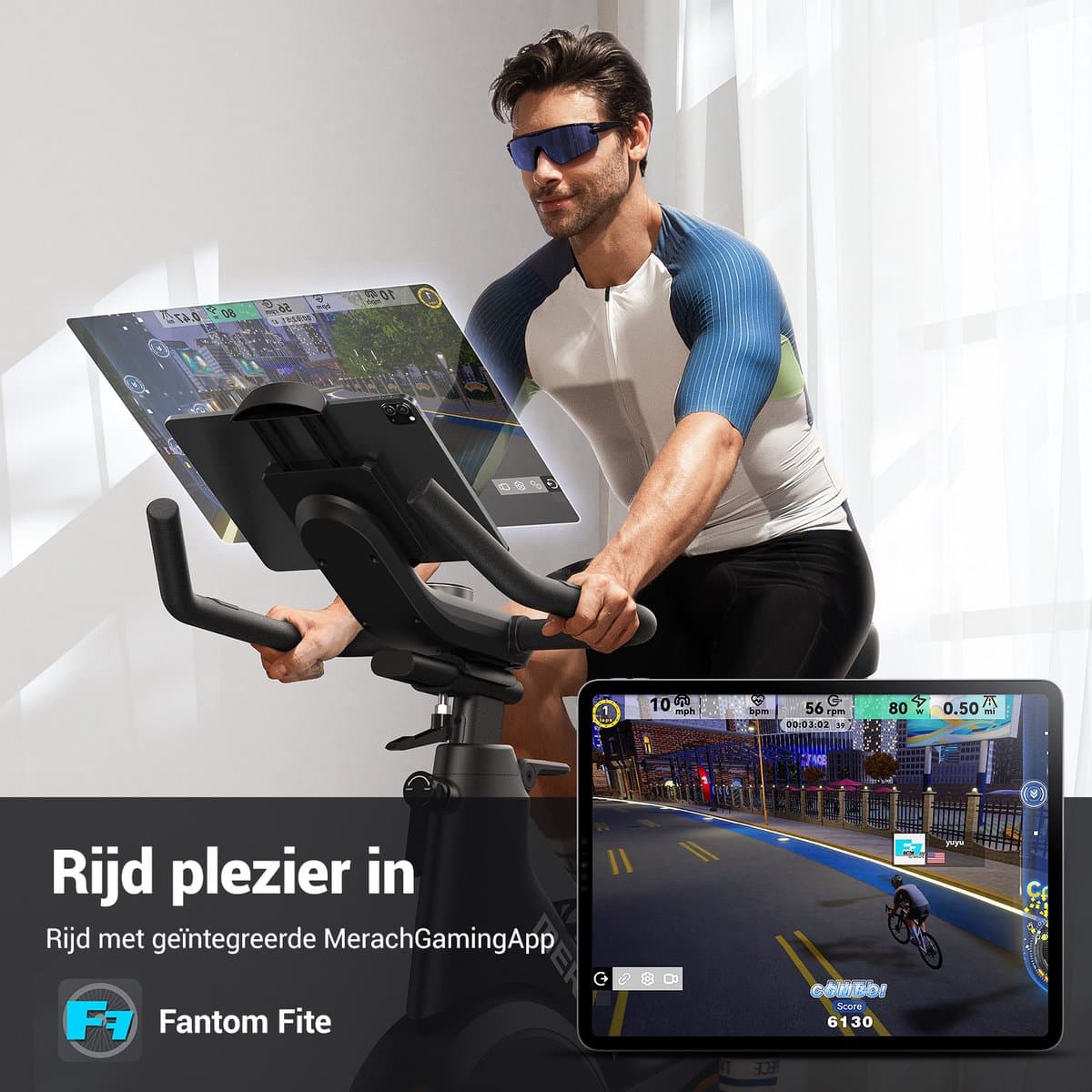 MERACH Hometrainer - 16 Niveaus Magnetische Weerstand - ± 6% Helling - LED-scherm - Bluetooth - APP - Maximaal Gewicht 160 kg - Stil thumbnail 6
