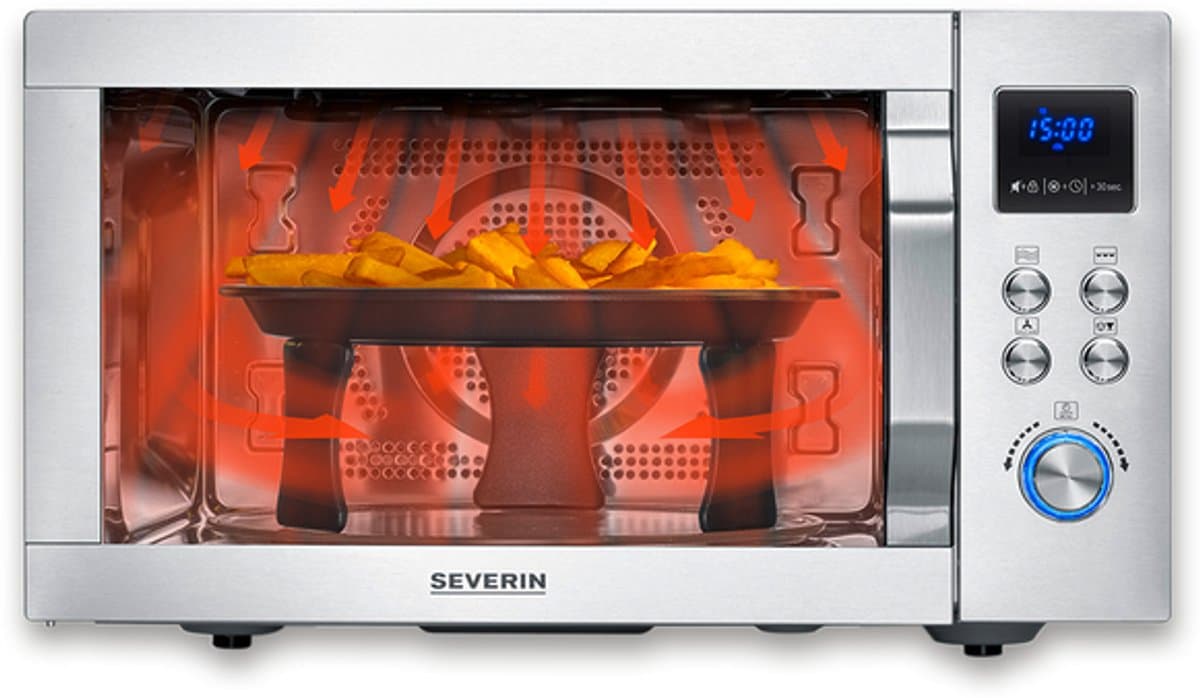 Severin MW 7918 CrispyWave Magnetron – 4-in-1 – Grill – Heteluchtfriteuse – Oven – 230°C – Pizzaplaat – RVS thumbnail 3