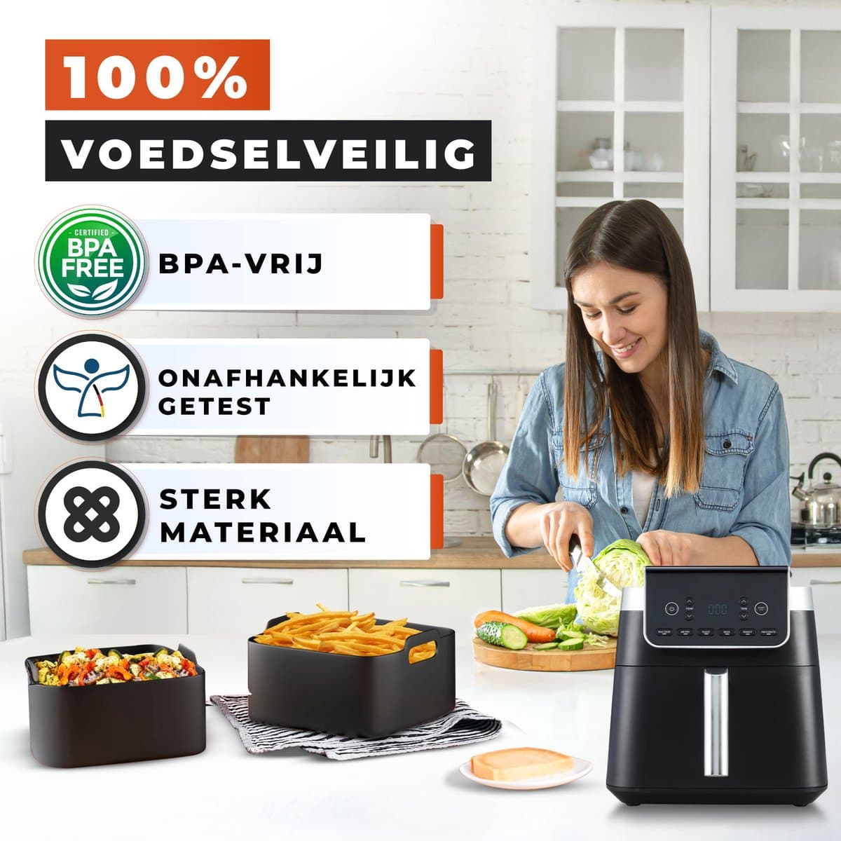 UNBOX 2 Stuks Airfryer Siliconen Bakje - Airfryer Accessoires - Airfryer Bakpapier - Airfryer Mandje voor Philips Airfryer 6,2L - Princess Airfryer XL 5,5L, 6,5L - Ninja Airfryer XXL 6,2L thumbnail 6