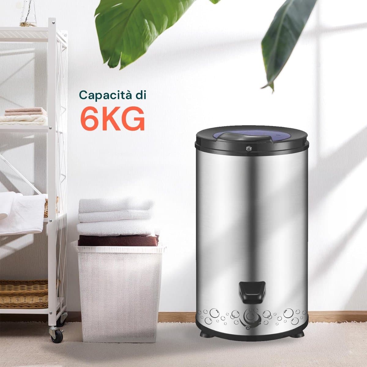 RFWR® Compacte 6 kg Draagbare Centrifuge Droger – Roestvrij Staal, 300 W, Stil en Ruimtebesparend thumbnail 3