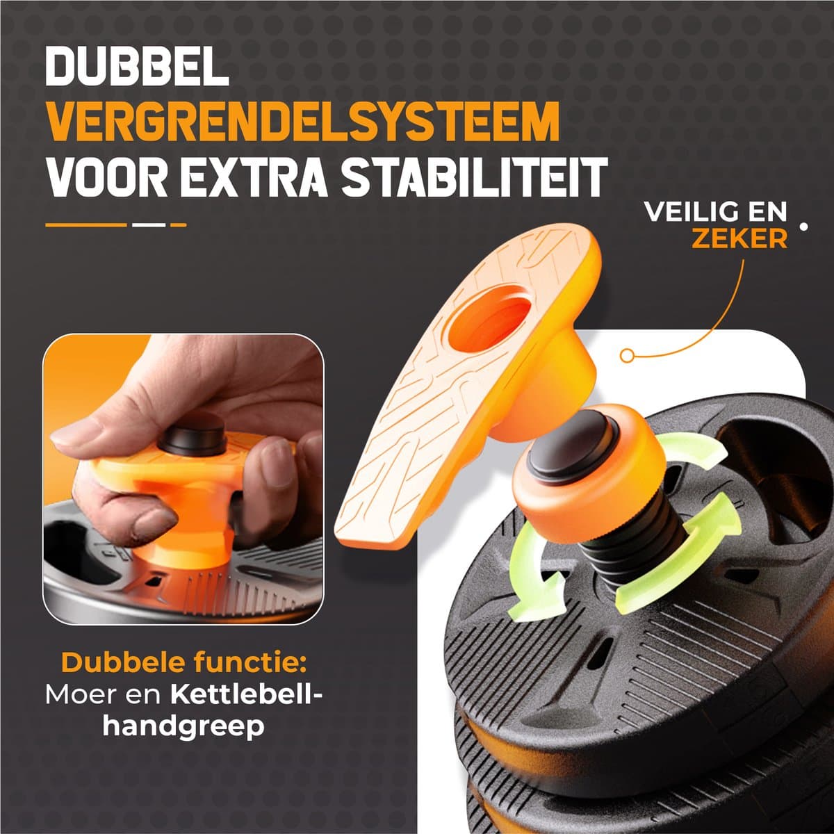 Gewichten Set voor Dumbbells Barbell en Kettlebells - 20KG Verstelbare Halterset met Extra Veiligheidsmoer & Slot - Thuis Fitness thumbnail 6