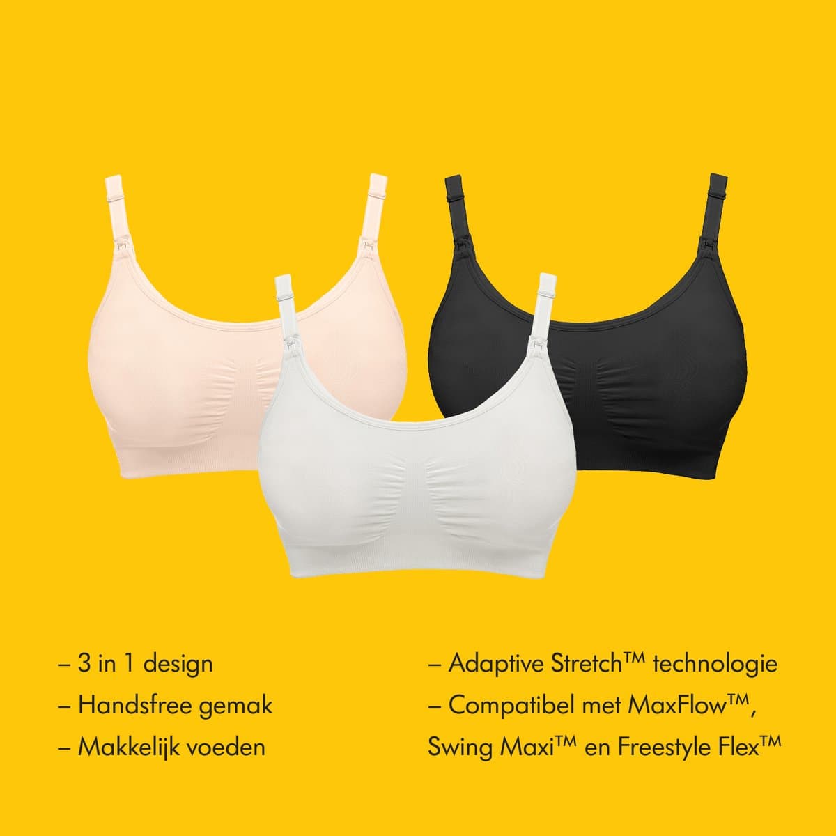 Medela 3-in-1 Voedingsbh en kolf bh voor zwangerschap borstvoeding en kolven - Zacht en met stretch - Zwart - Maat S thumbnail 3