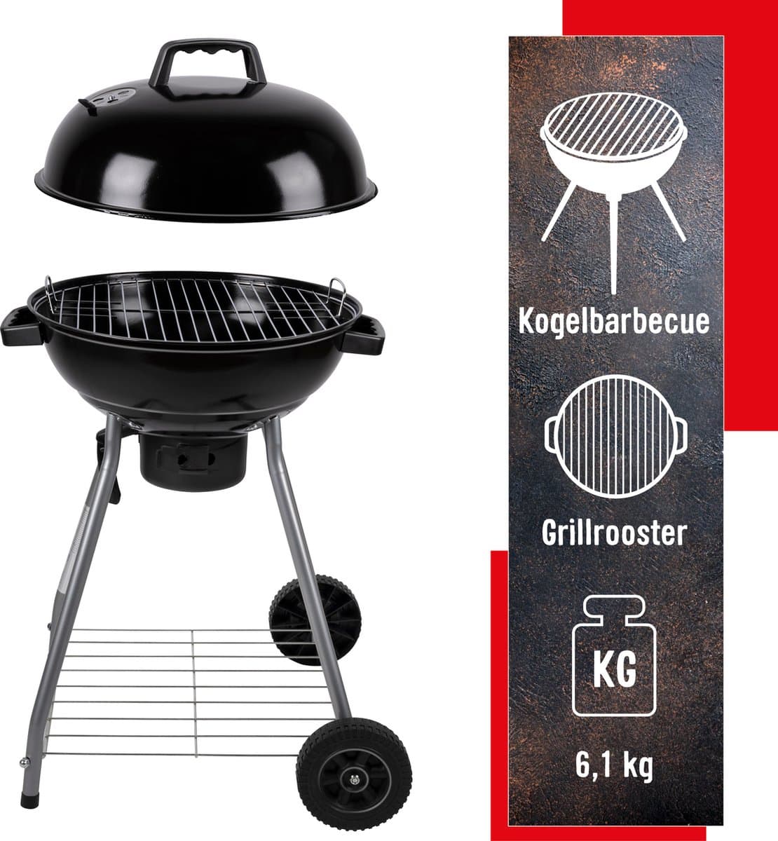 BBQ Collection Barbecue met Deksel - BBQ Houtskool met Asopvangbak - Barbeque Grill - Ø 45 cm thumbnail 5