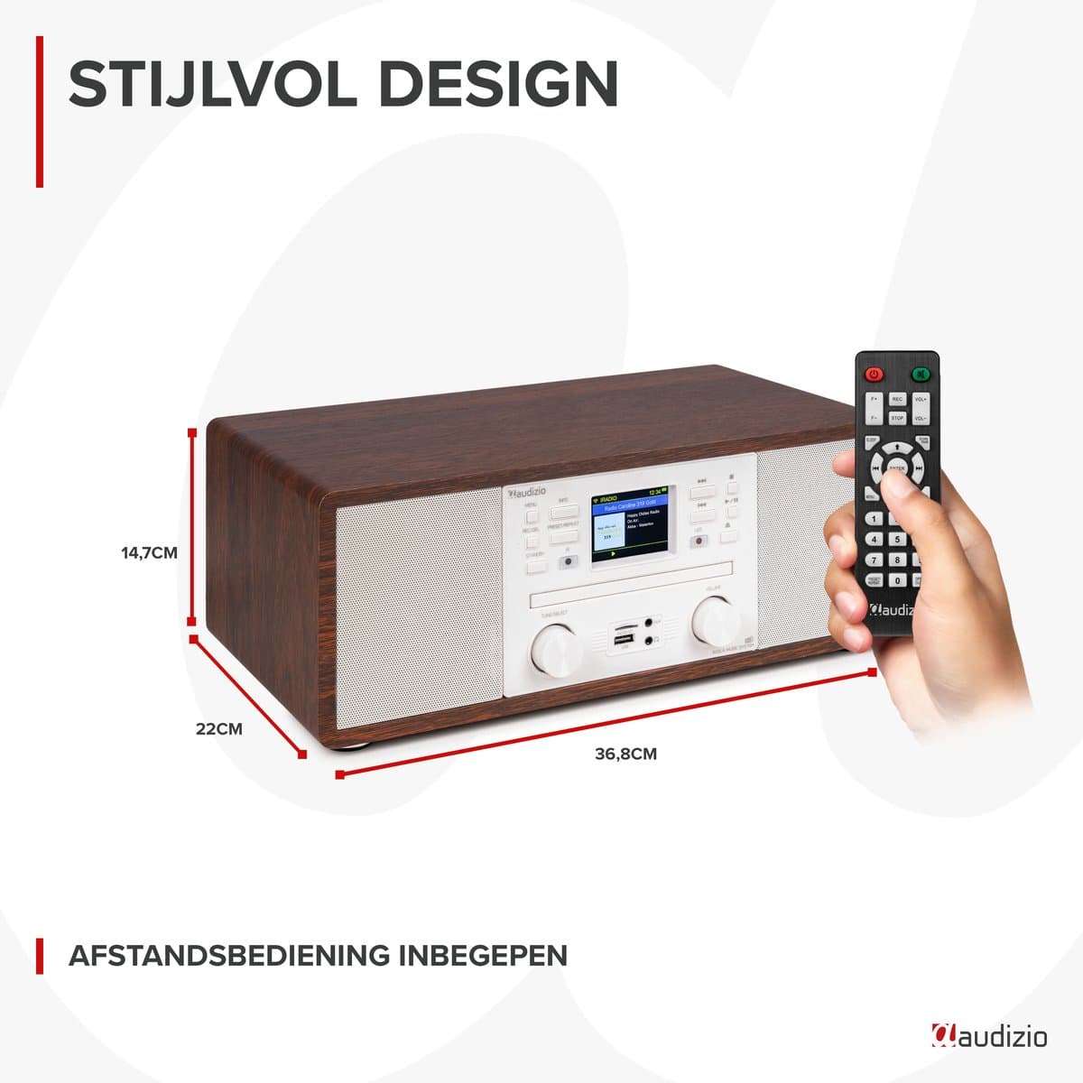 Internetradio - Audizio Avola alles-in-één radio met Bluetooth - DAB+/FM - CD speler - Wit thumbnail 4