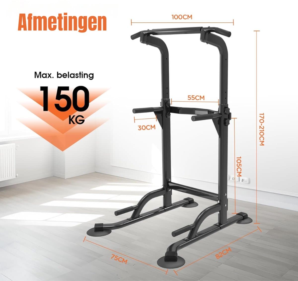 DnA® Pull Up Station - Pull Up Bar - Pull Up - Zwart 82cm x 75cm x 210cm thumbnail 3