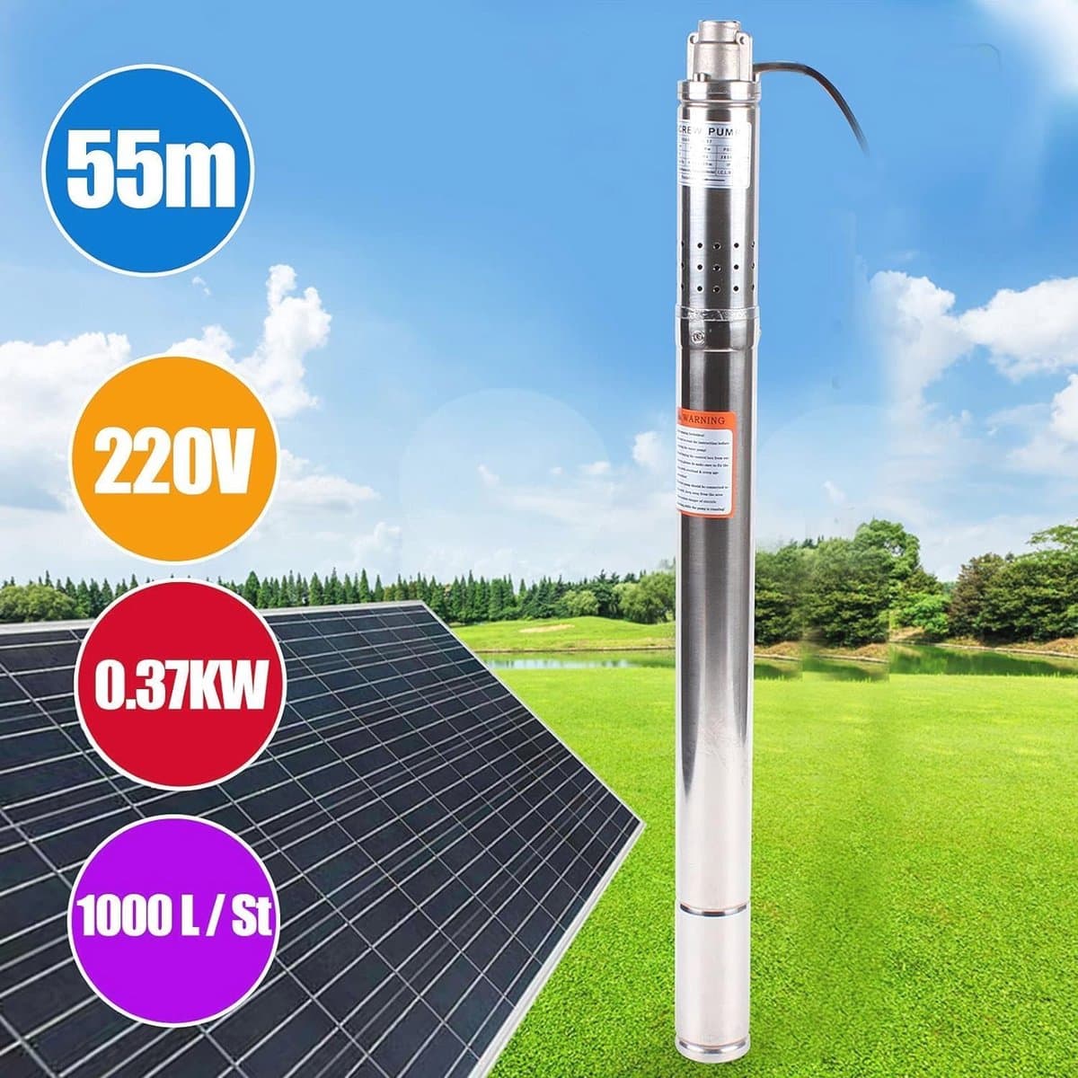 Diepbronpomp 2 inch - Dompelpomp met 370 W voor Tuin en Waterbeheersing thumbnail 2