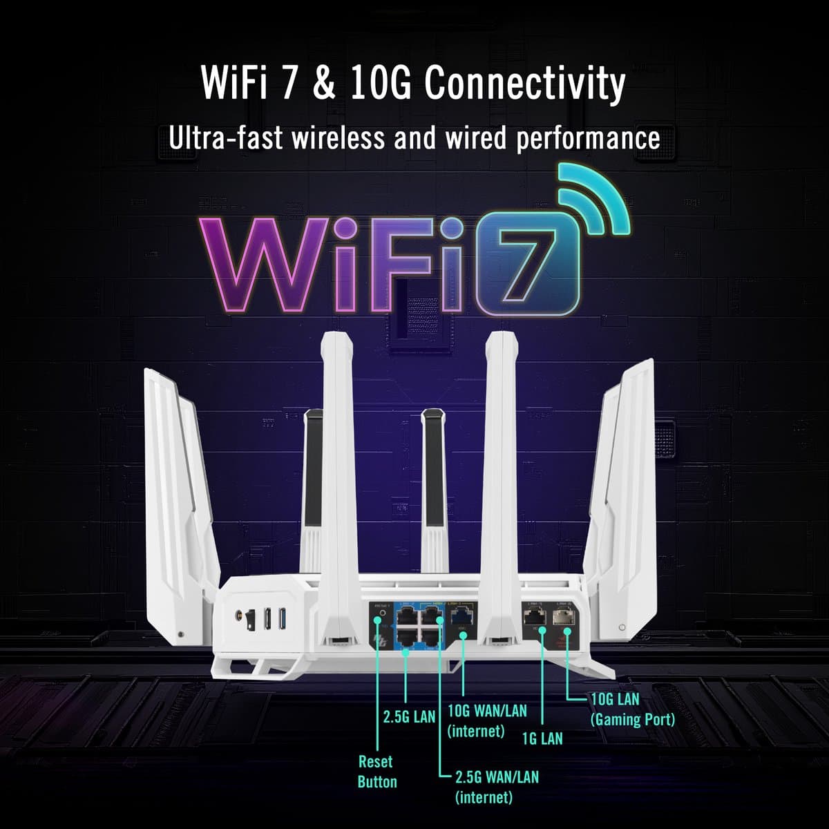 ASUS ROG Rapture GT-BE19000AI - Gaming Router - WiFi 7 - Tri-Band - 10G thumbnail 8