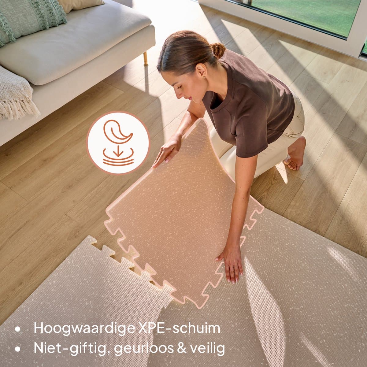 Yoka Speelmat Baby – Premium Speelkleed Foam – Veilig & Zacht – Dubbelzijdig Vloerpuzzel – Opvouwbaar + Opbergtas – voor Binnen & Buiten – Speeltapijt – Baby Speelgoed 6 3 9 1 maanden – Babygym Play Mat – Cadeau vanaf 0 jaar Mooie Beige Kraamcadeau thumbnail 2
