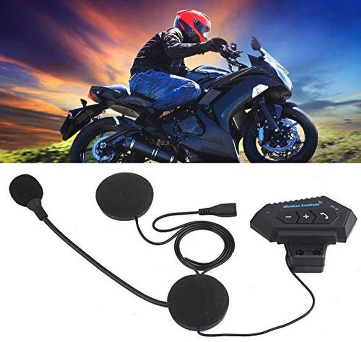Ultradunne Bluetooth Headset voor Motorhelmen - Handsfree Bellen en USB Opladen thumbnail 6