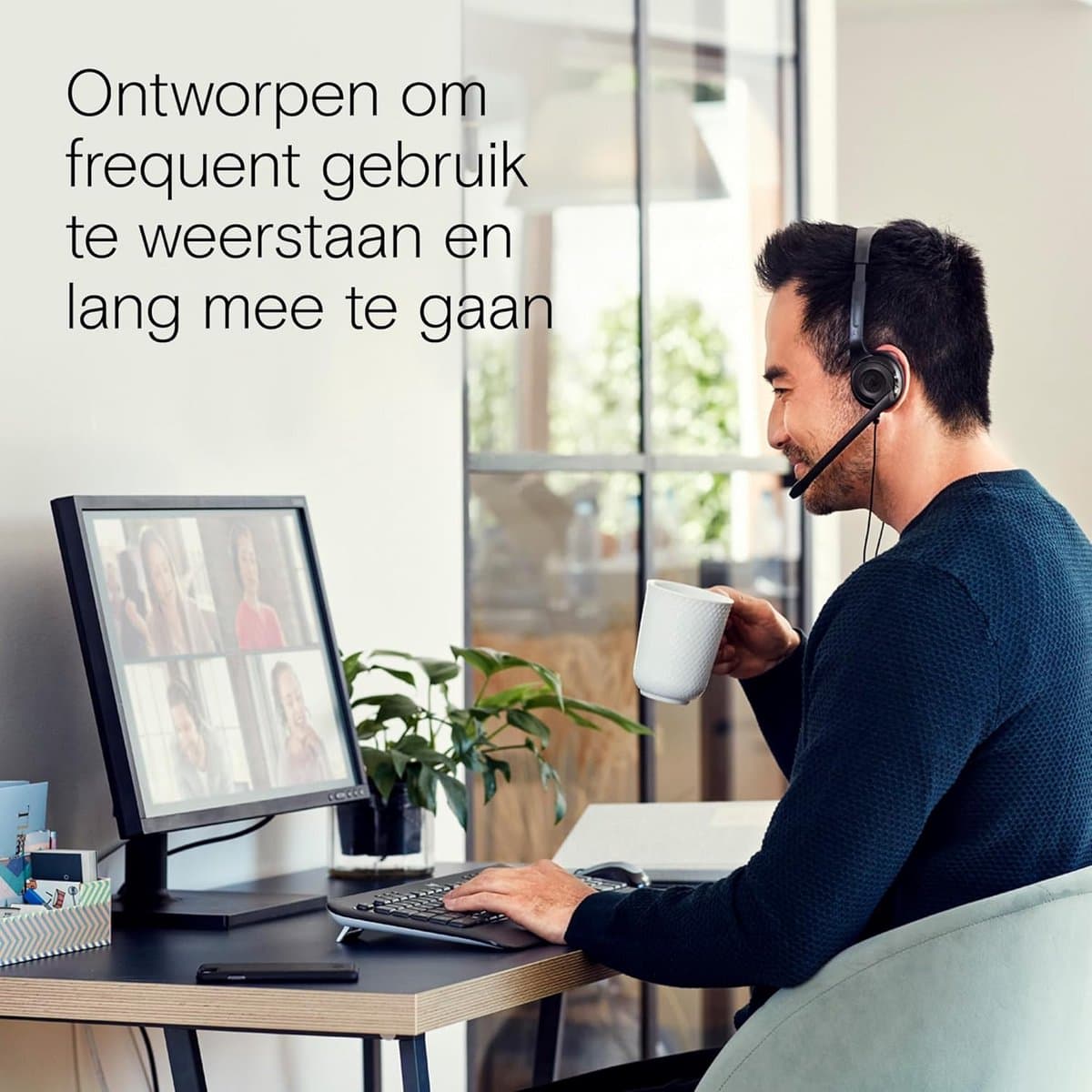Comfortabele PC Headset met Microfoon voor Bellen en Online Vergaderen - Zwart thumbnail 3