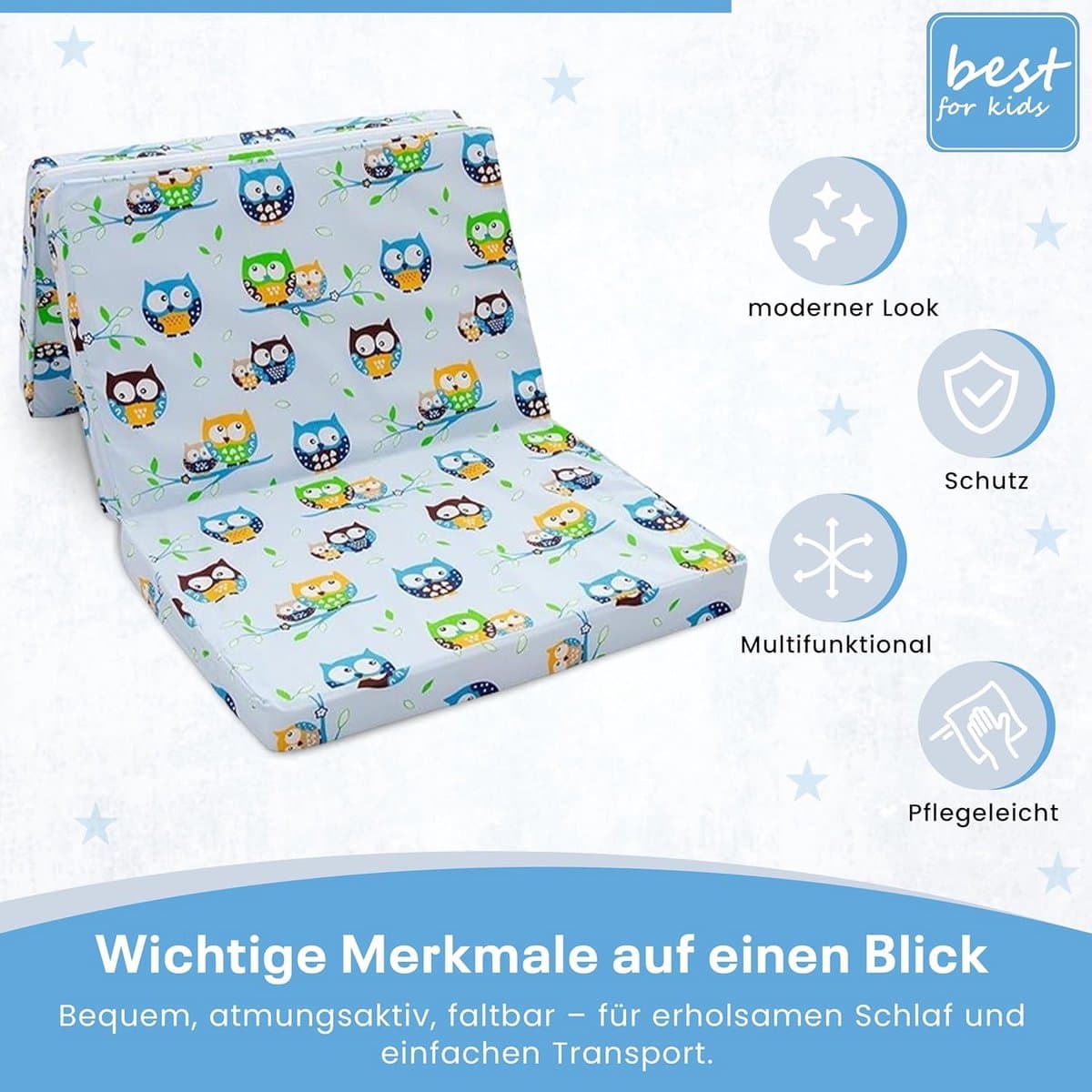 Reiswieg Matras 120x60x6 cm met Transporttas - Kinderen Slaapmatras thumbnail 5