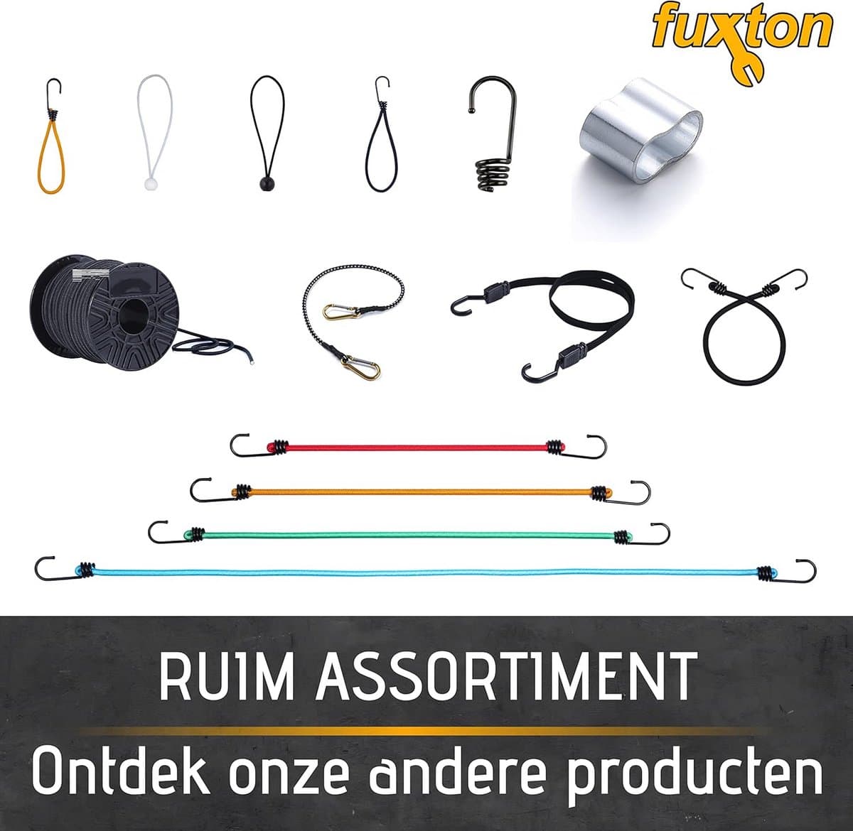 Set van 10 spanschroeven met dubbele haken - 30cm zwart voor dakdragers, fiets, auto en tent thumbnail 6