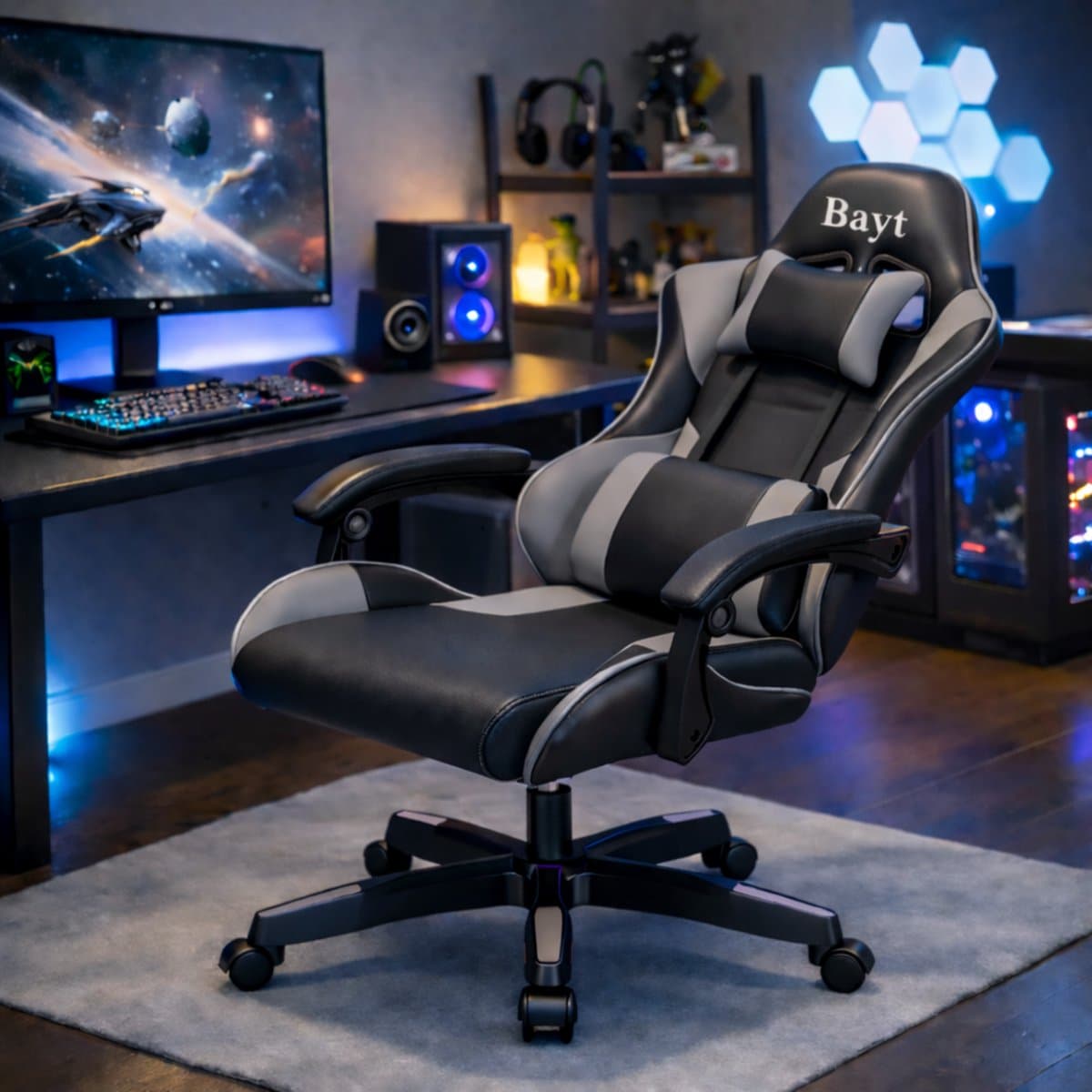 Bayt Gamestoel - Gaming Chair - Gamingstoel - Ergonomische Bureaustoel - Zwart - Verstelbaar thumbnail 7