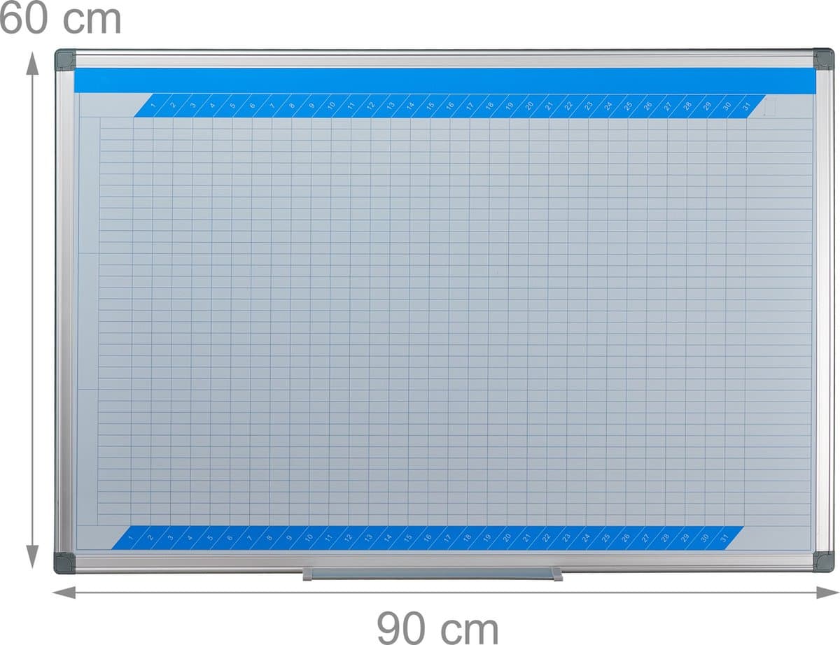 whiteboard planner - 3-jaarplanner - magnetisch - pennenbakje - 60 x 90 cm - wit thumbnail 7