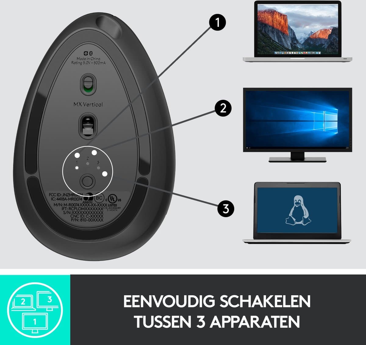 Logitech MX Vertical ergonomische muis thumbnail 8