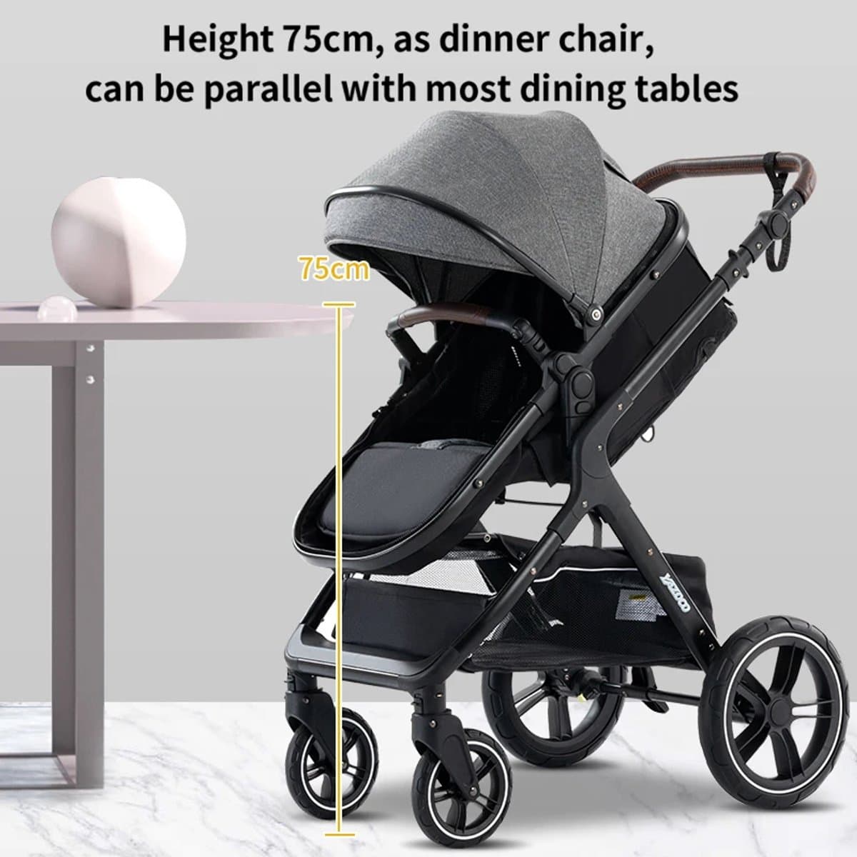 buggy - kinderwagen 3 in 1 - Draagbare Reizen Kinderwagen Aluminium Frame Opvouwbare Kinderwagens Hoge Landschap Auto voor Pasgeboren Baby thumbnail 4