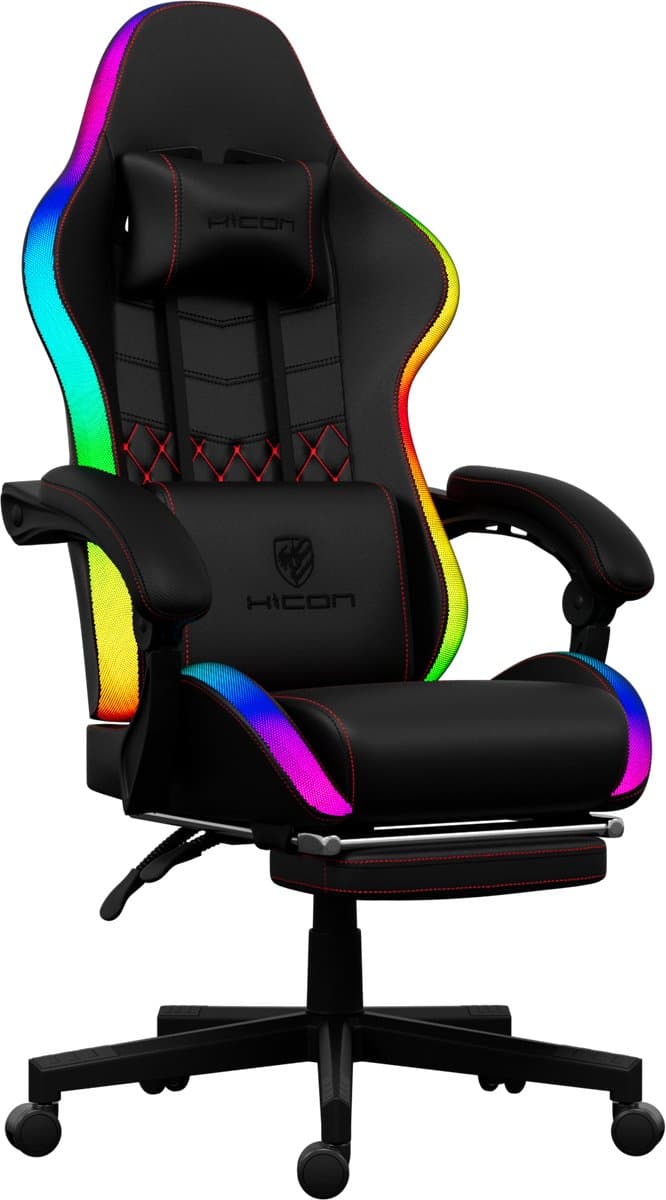 HICON® Gamestoel met Led - Gaming Chair - LED Verlichting - Racing - Gaming stoel met Led - Vittoria thumbnail 2