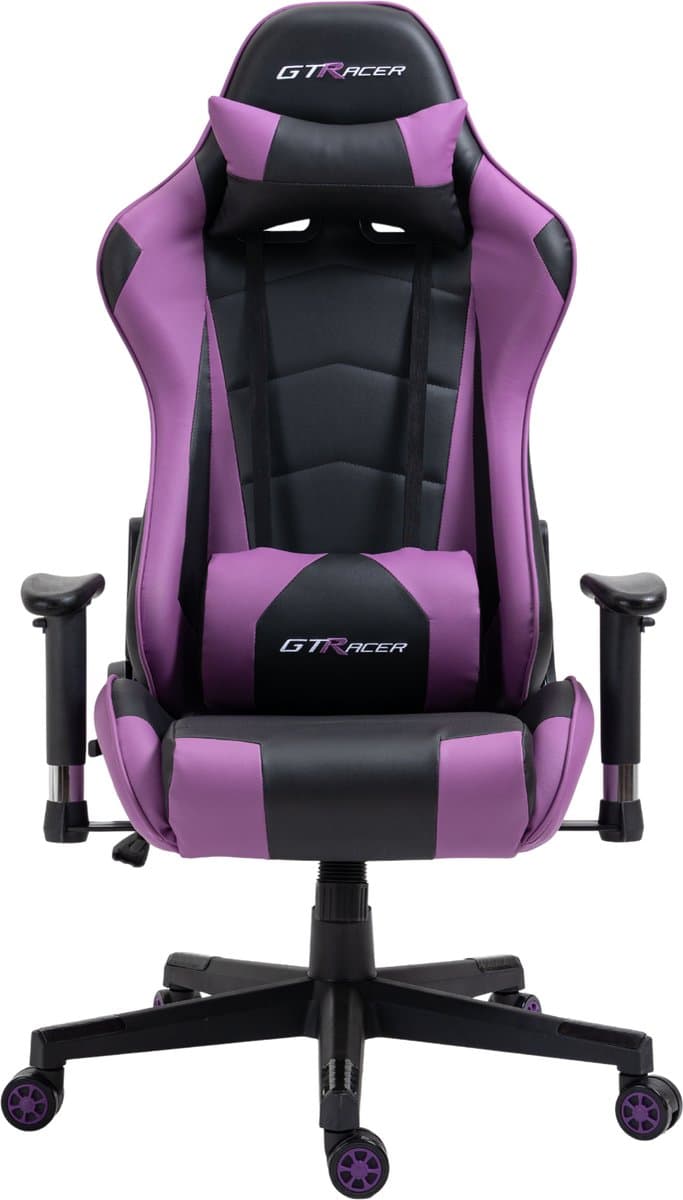 GTRacer Pro gamestoel Zwart/paars – 150 kg, 180° thumbnail 2