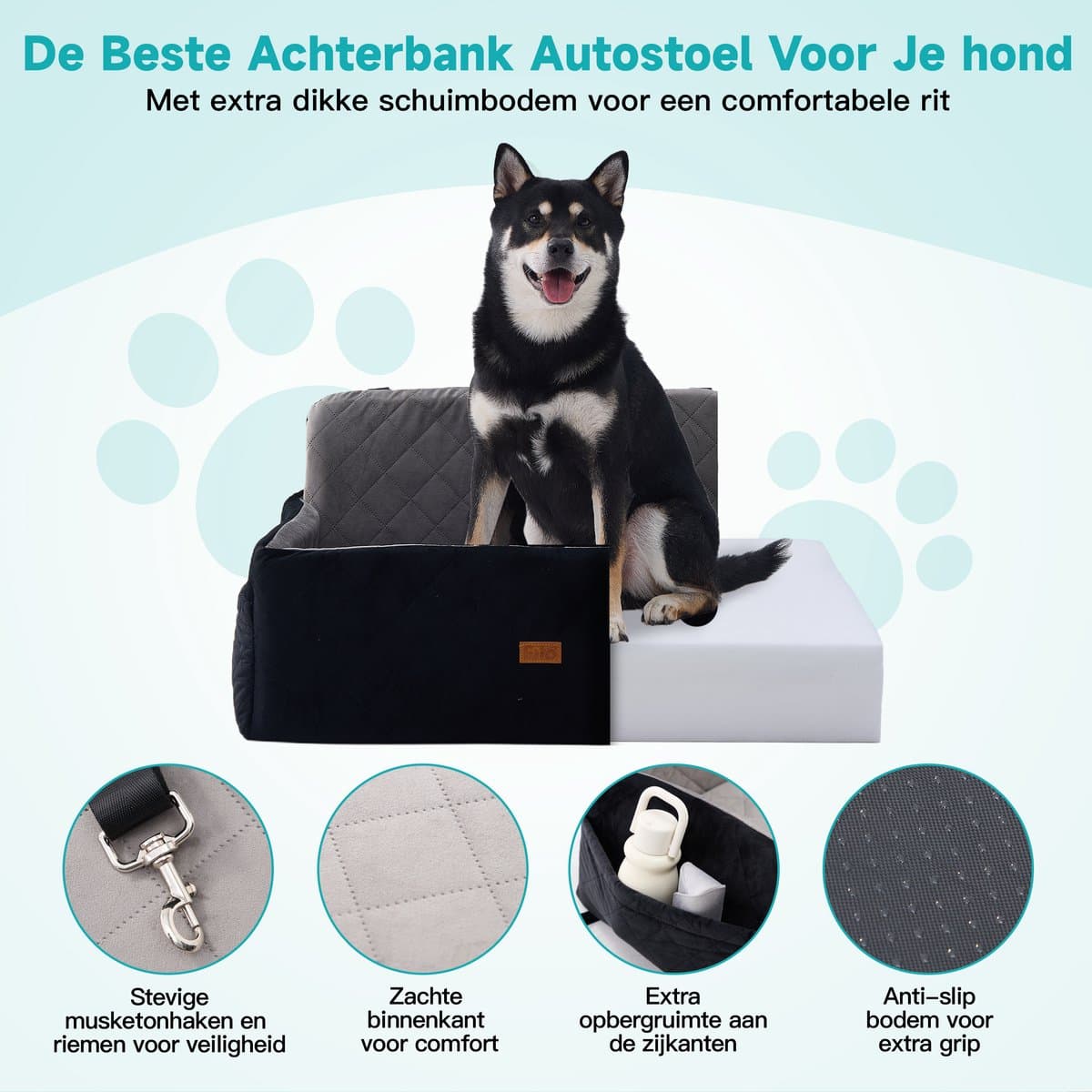 Filo Wasbare Autostoel Hond Groot met Gordel - Honden Autostoel Achterbank & Kofferbak - Hondenmand Auto - Automand Honden - Hondenstoel thumbnail 2