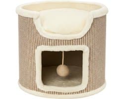 By Cee Cee Krabton - Krabpaal - Krabmeubel - Kattenhuis - Krabpaal voor Katten - Kattenmand - Met Speelbal - Krabton Evi - 39x39x37cm