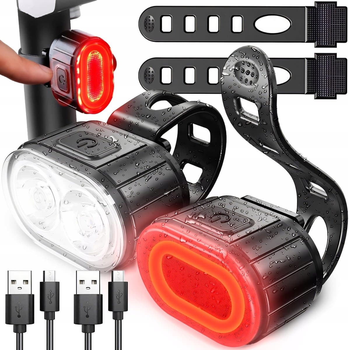 Fietsverlichting LED Voor & Achter Oplaadbaar USB - Set thumbnail 5