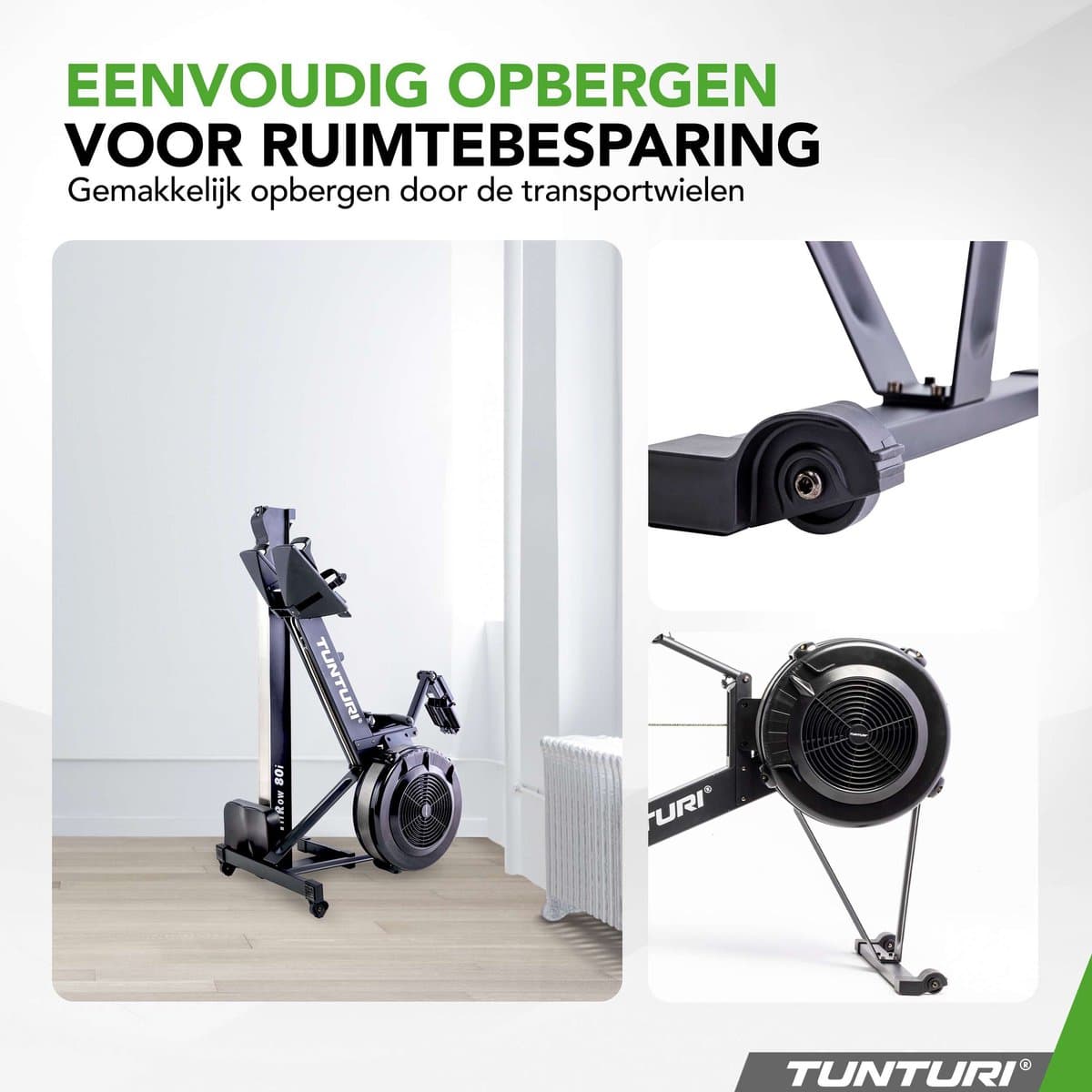 Tunturi Fitrow 80i Roeitrainer - Roeimachine Fitness - Inklapbaar roeiapparaat - 10 Weerstandsniveaus - Luchtweerstand – Bluetooth thumbnail 2