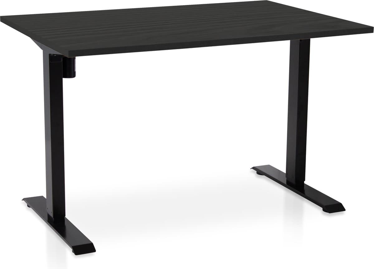 Zit-sta bureau elektrisch verstelbaar - MRC EASY | 120 x 80 cm | inclusief stekkerdoos en kabelklemmen | frame zwart - blad zwart eiken