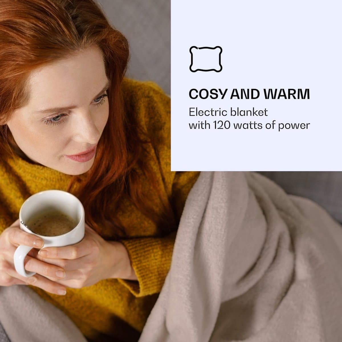 Klarstein XL Warmtedeken, 120 W Elektrische Deken met Automatische Uitschakeling, Knuffeldeken voor Bed, Bank & Camping, Grote Elektrische Dekens, Energiezuinige & Wasbare Warmtedekens, Elektrische Deken 180x130 cm thumbnail 8