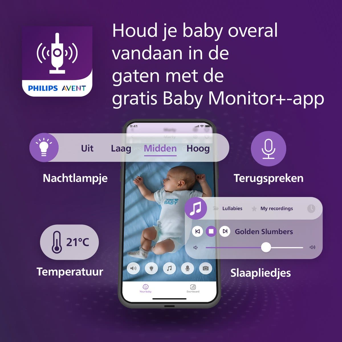 Philips Avent SCD951 Beeldbabyfoon met Full HD en App thumbnail 5