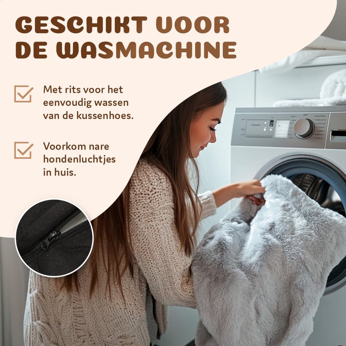 Pet Perfect Orthopedische Hondenmand – Donut Hondenmand – Hondenkussen – Hondenbed – Wasbaar - 80 cm - Grijs thumbnail 7