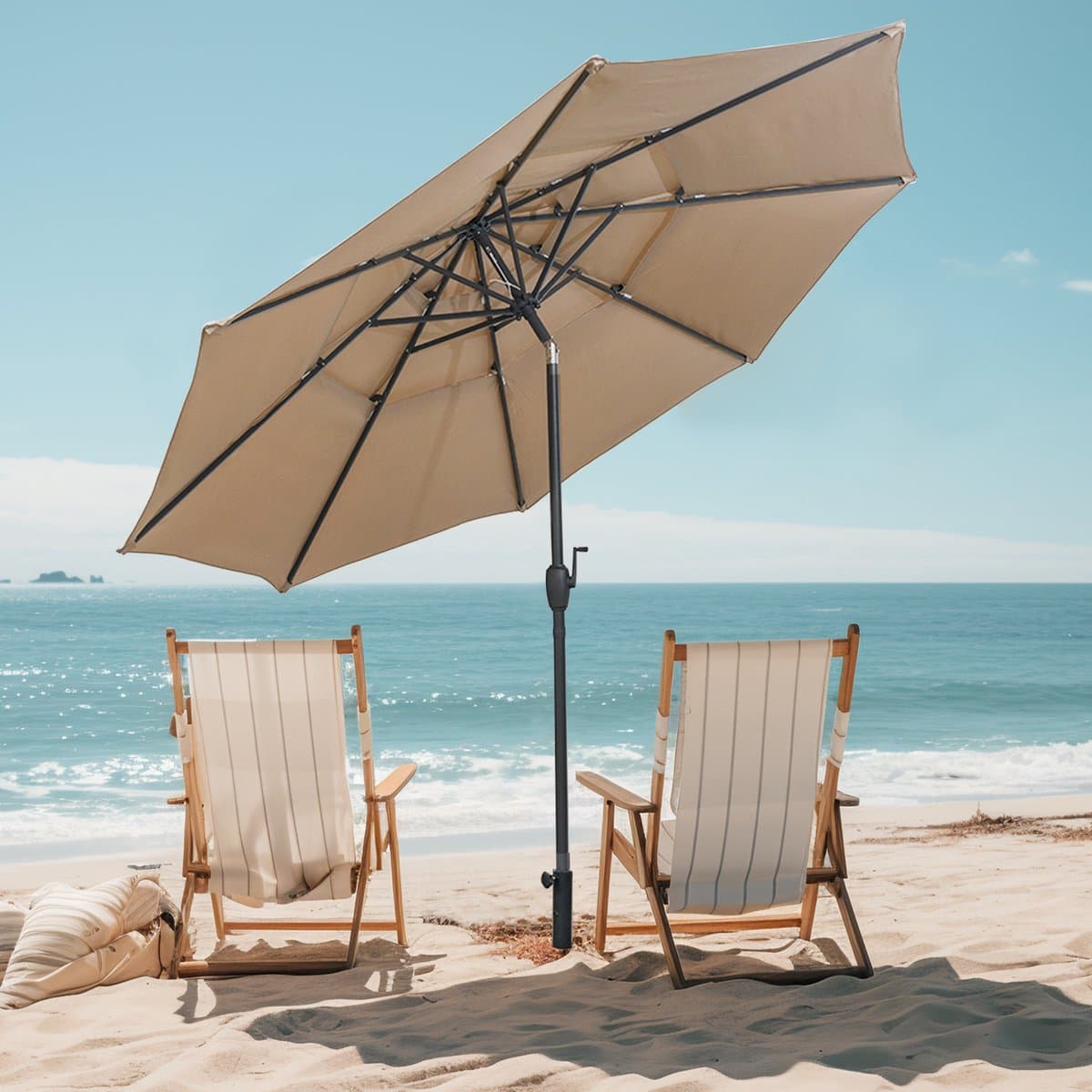 COSTWAY Parasol, windbestendig, stabiel, 300 cm tuinparasol met zwengel, aan beide zijden 45° knikbaar, uv-bescherming, zonwering, terrasparasol, geventileerd, marktscherm voor terras, tuin, balkon thumbnail 6