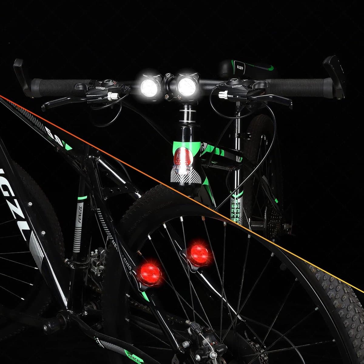 Fietsverlichting LED set - Voorlicht / Achterlicht - Fiets Koplamp - LED Fietslampjes Rood en Wit - Waterdicht - USB-C Oplaadbaar thumbnail 2