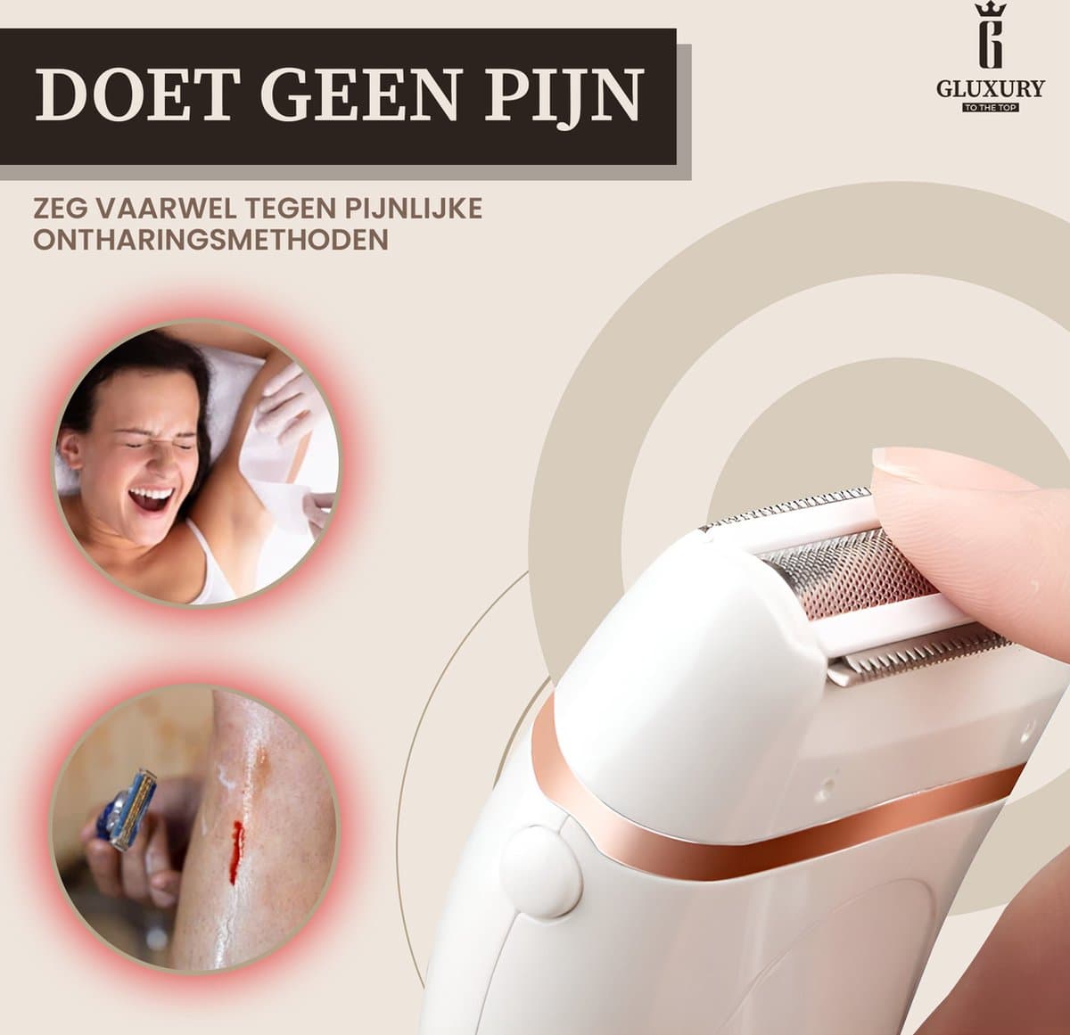 Gluxury® 3-in-1 Ladyshave Pro voor Vrouwen - Ontharingsapparaat - Trimmer & Scheerapparaat Vrouw - Ontharen - Haarverwijderaar thumbnail 6