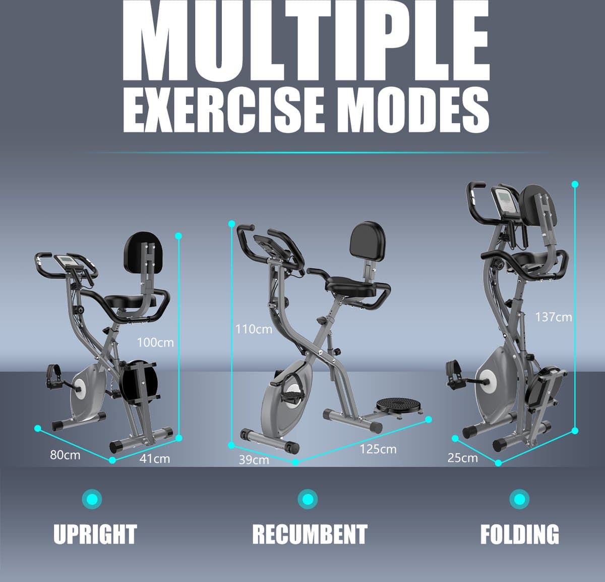 Opvouwbare hometrainer met APP - hometrainer - 10 magnetische weerstandsniveaus voor cardiofitness - verstelbare zitting thumbnail 8