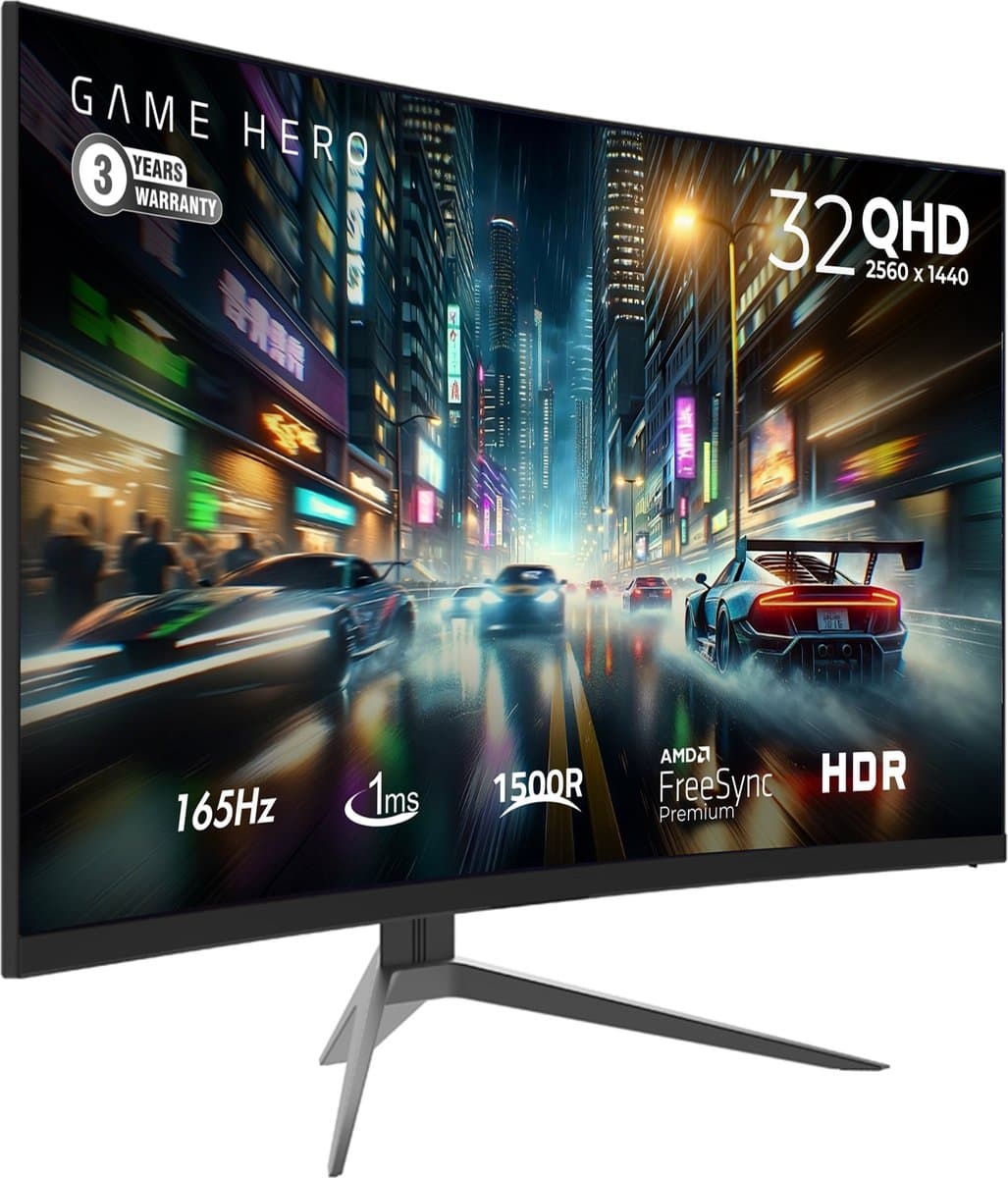 GAME GAME HERO 32" Curved QHD VA 165Hz Gaming Monitor thumbnail 7