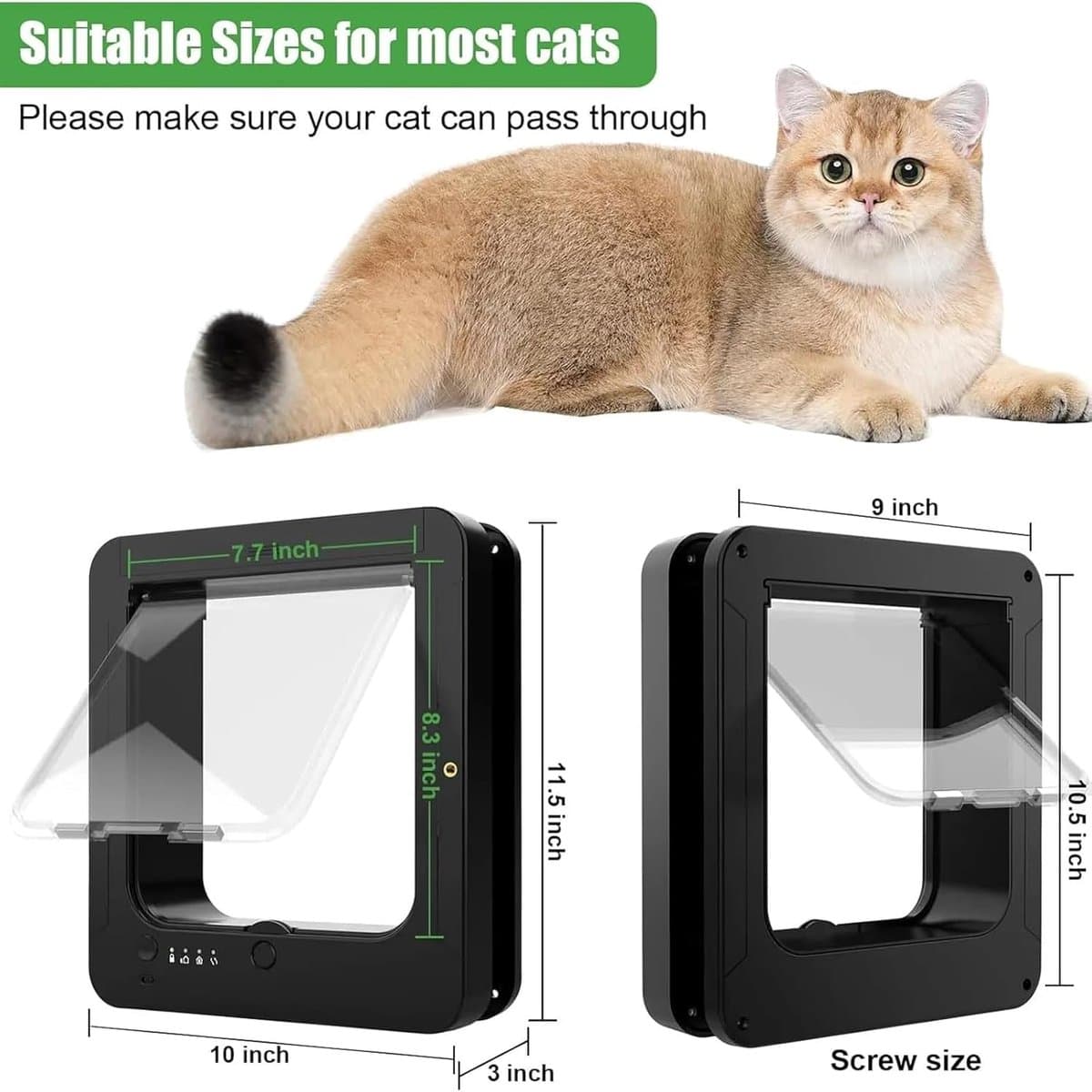 Huisdierluik - Kattenluik - Selectieve Toegang - Microchip Gestuurd - 7 7/8 x 7 1/2 inch - Wit thumbnail 2
