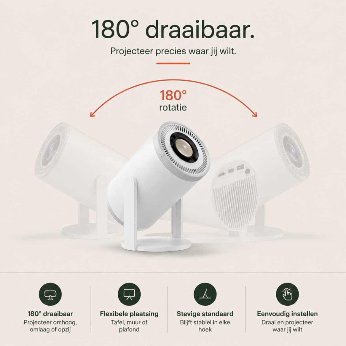 Organess Beamer - Home Cinema - 8k ondersteunend - Projector - besturingssysteem 14.0 - Projector Scherm - Wit thumbnail 6