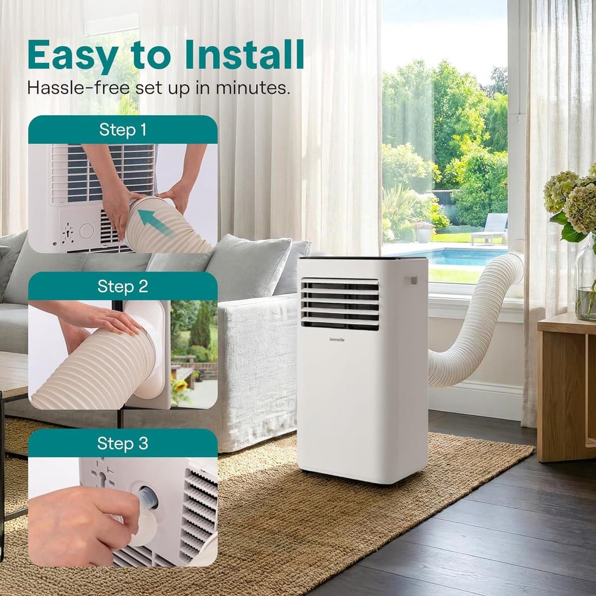 Mobiele airco 8000 BTU draagbare airconditioner met ontvochtiger ventilator afstandsbediening thumbnail 5