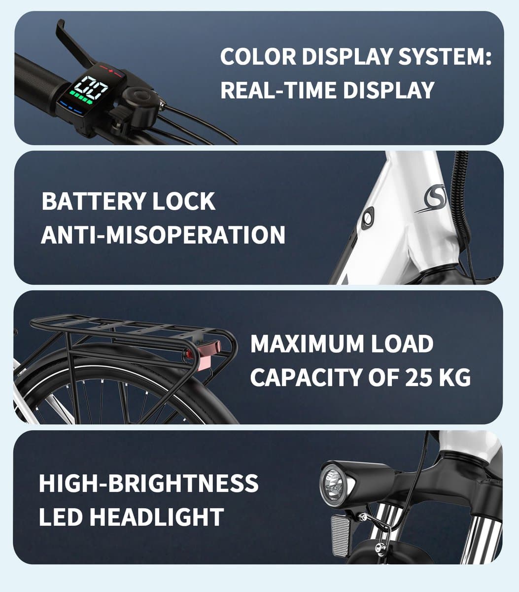 ONESPORT OT12 E-bike - 25 km/u - 27.5inch - 40km actieradius - 250W motor - 36V 13Ah accu - wit thumbnail 2