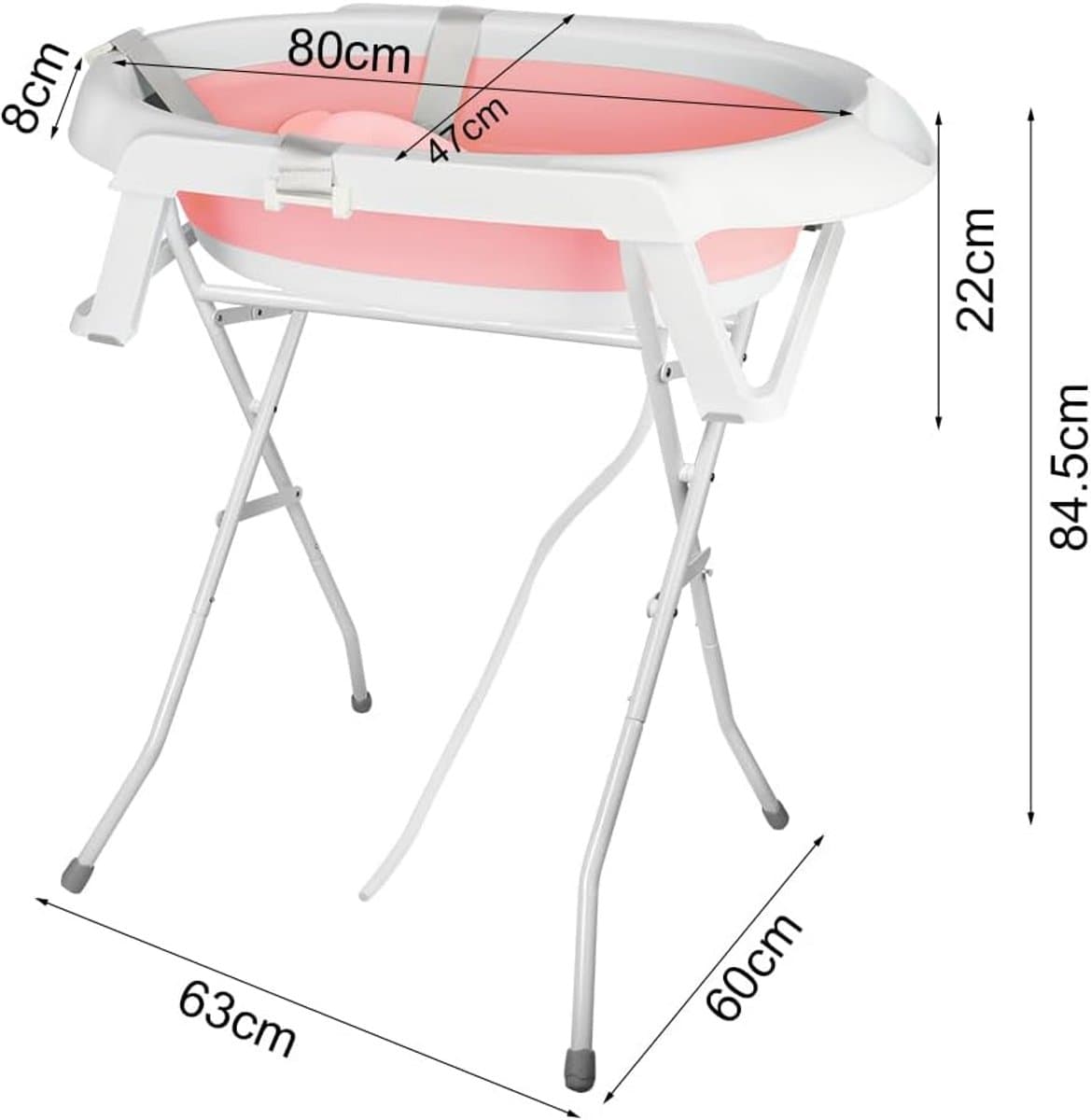 Babybadkuip Opvouwbaar - Babybadje Draagbaar - Baby Wassen - Met Ondersteunende Standaard - 72 x 51 x 42 cm - Roze thumbnail 7