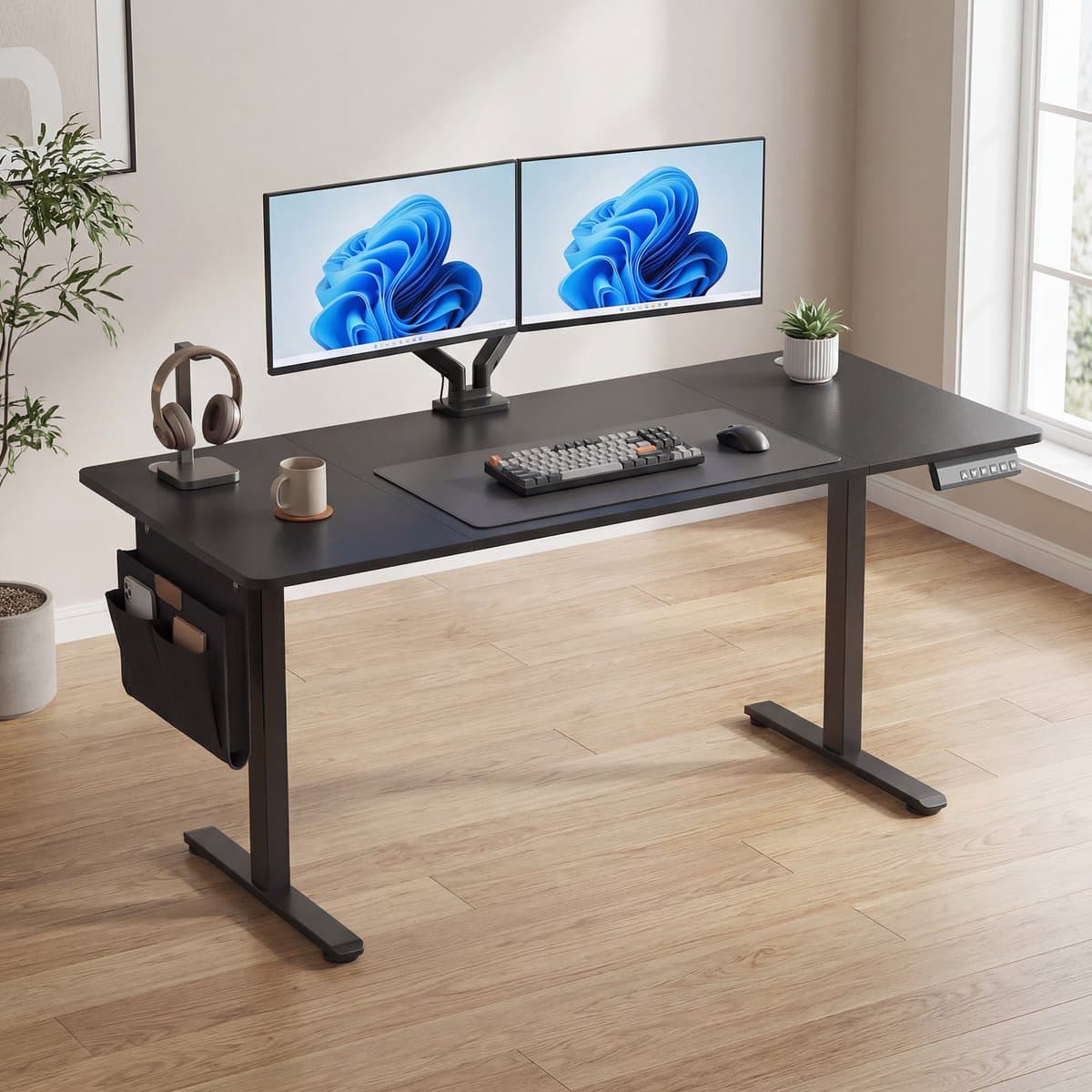 SONGMICS - Zit Sta Bureau - Elektrisch - Geheugenfunctie - Voor Thuiskantoor Studieruimte thumbnail 3