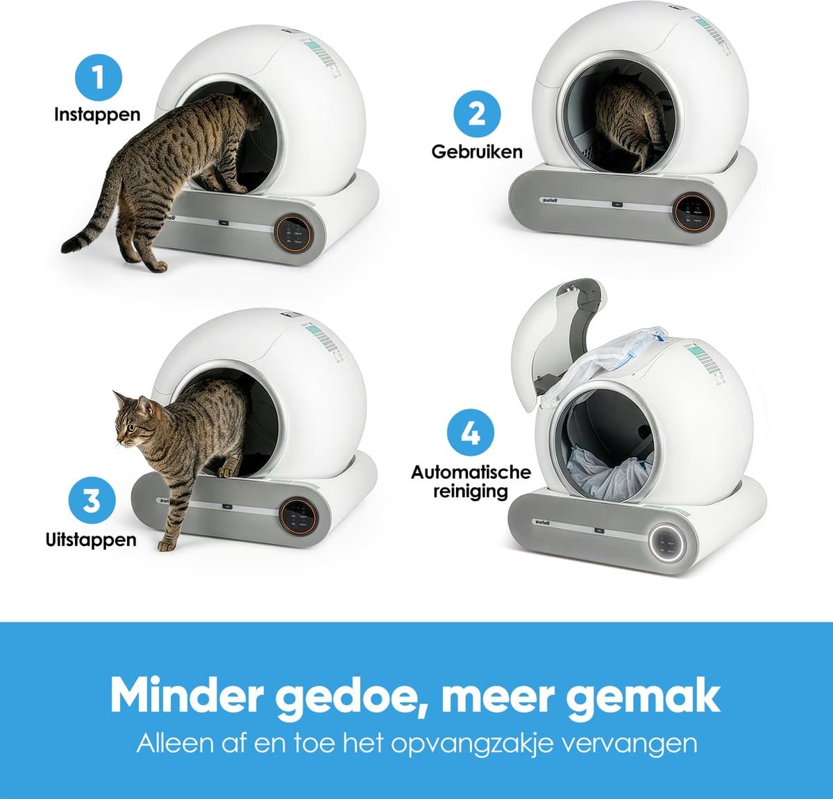Purloo Automatische Kattenbak 65L XXL - Zelfreinigend thumbnail 7