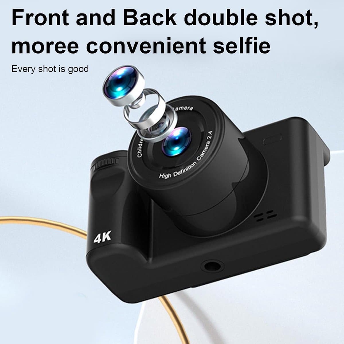 Camera - Digitale Camera - 4K Digitale Camera - 48MP Vlogging Camera met Dubbele Lens (Front & Rear) - Vintage Fototoestel met Nachtmodus & Autofocus - 2.4 Inch IPS Scherm - 8X Zoom & Beeldstabilisatie - Zwart thumbnail 4