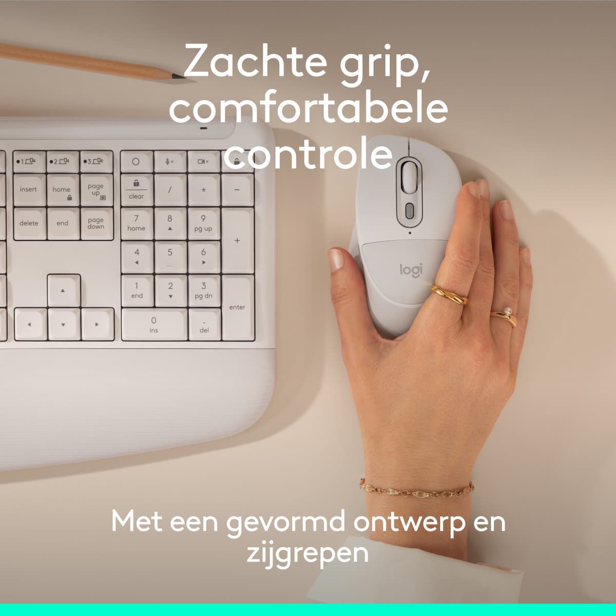 Logitech Signature Comfort Plus M850L - Draadloze Bluetooth Muis - Ergonomisch - Wit thumbnail 7