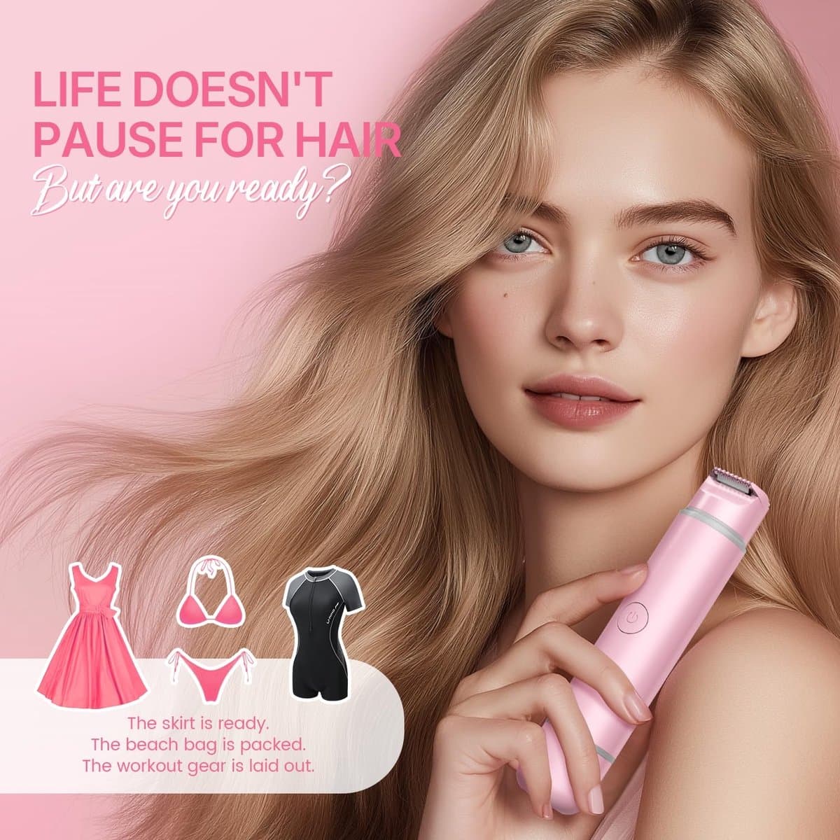 Namajunas - Ladyshaves voor vrouwen - Ladyshave oplaadbaar - Trimmer Vrouw Intiem - 2 in 1 Elektrisch Scheerapparaat - Bikinilijn - Oksels - Benen - Gezichtshaar - Ontharingsapparaat - Nat en droog - Wit thumbnail 7