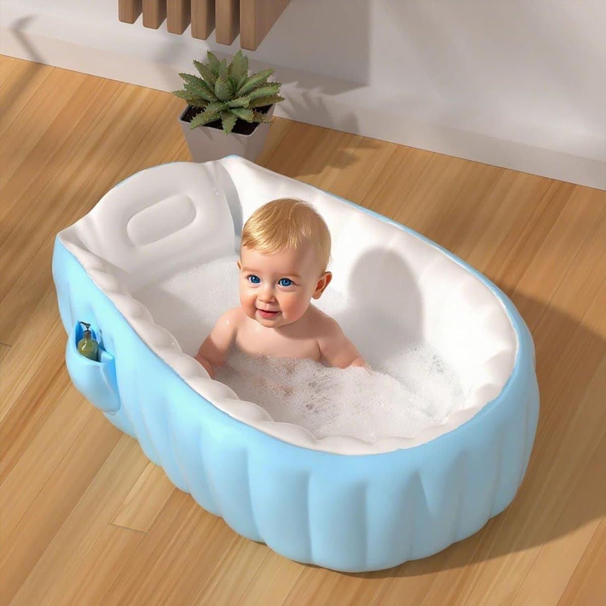 Babybadkuip Peuterbad - Opblaasbaar Douchebak - Veilig Baden - Antislip Onderkant - 98 x 64 x 28 cm - Roze thumbnail 4