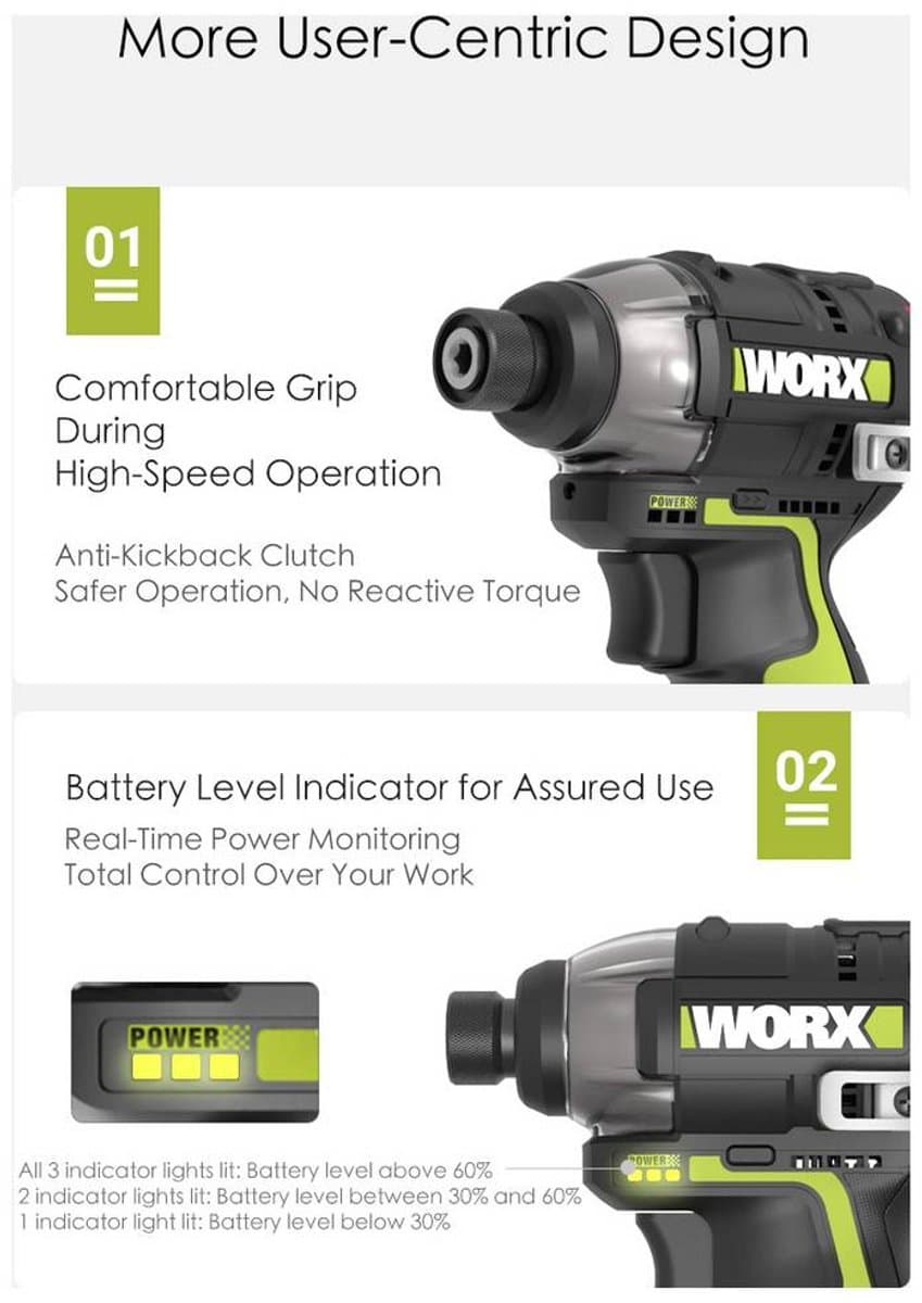Worx WU927 Accu-slagmoersleutel, Accu-schroefboormachine 12 V 2 Ah, 4 Ah Li-ion Incl. 2 accu's, Incl. lader, Incl. opbe thumbnail 4