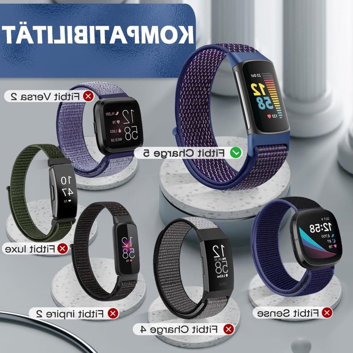 Verstelbare en Ademend Nylon Sportband voor Fitbit Charge 5 - Vervangende Band voor Fitness Tracker voor Dames en Heren thumbnail 2