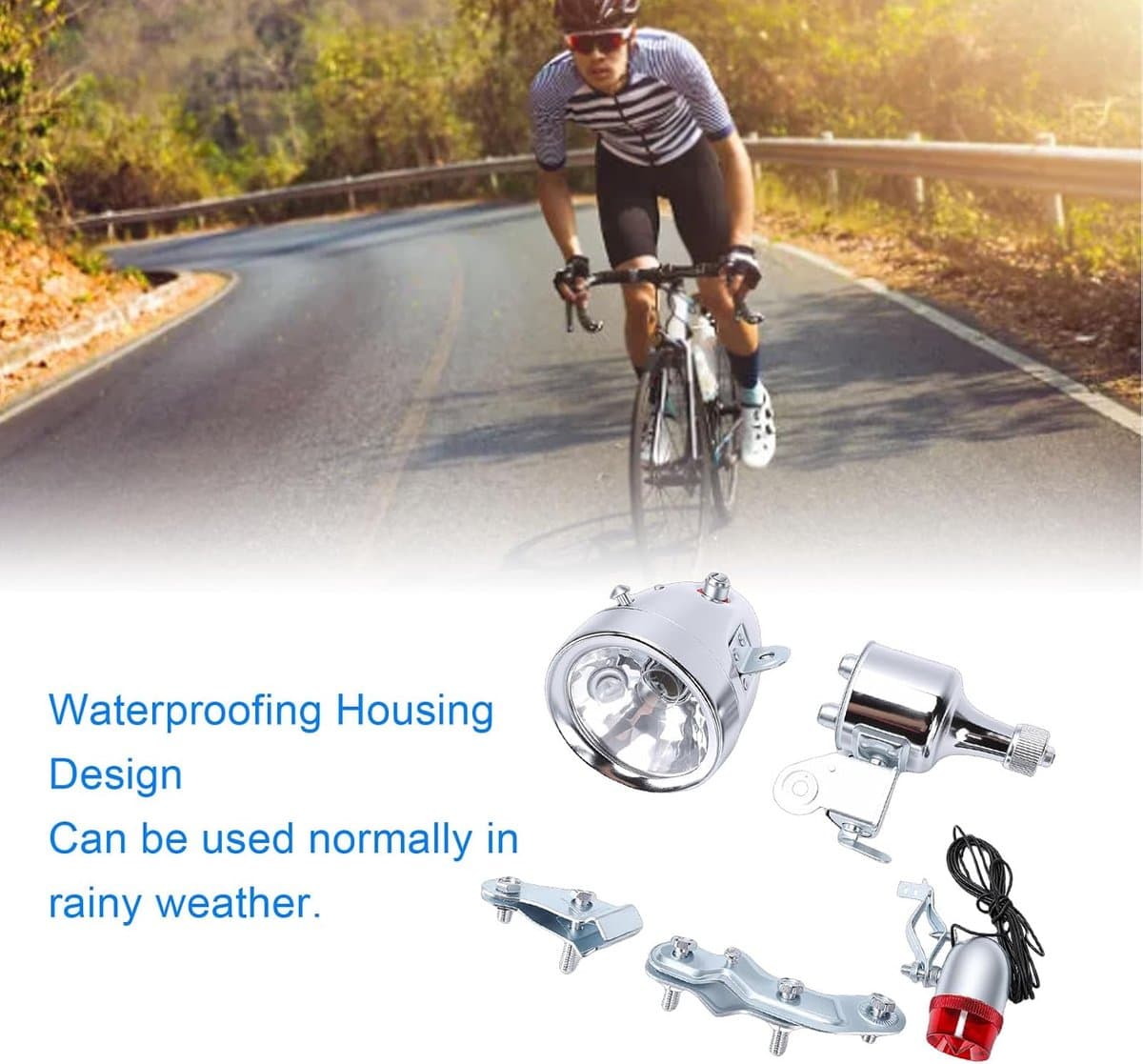 Fietsverlichting Set - Dynamo Verlichting - Verkeersveiligheid Fietsen - Robuuste Metalen Behuizing - 12V 6W - Zwart thumbnail 3