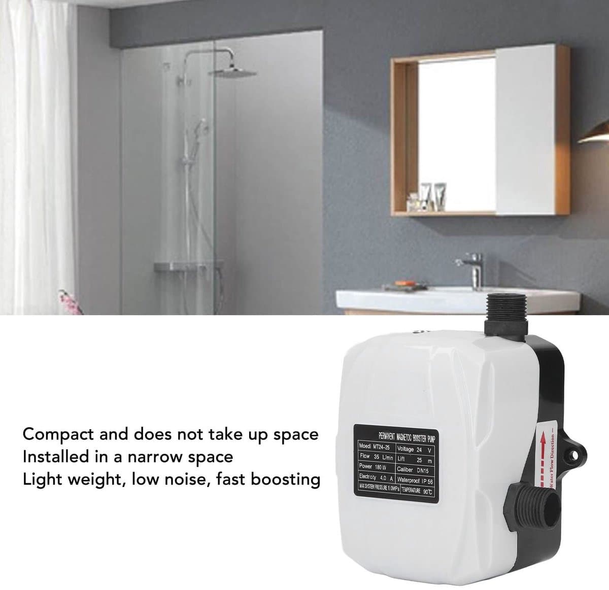 Dailygoody - Waterdruk Verhogen Pomp - Mini Hoge Lift - Compact en Stil - Wit - Waterpomp voor Douche en Tuin - Efficiënte Stroomverdeling - Geschikt ... thumbnail 5